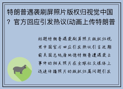 特朗普遇袭刷屏照片版权归视觉中国？官方回应引发热议(动画上传特朗普个人网站)
